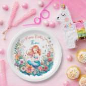 マーメイドをテーマにしたフローラガールズバースデーパーティー ペーパープレート (パーティー)