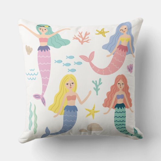 マーメイドをテーマにした装飾枕、かわいい水中 クッション (裏面)