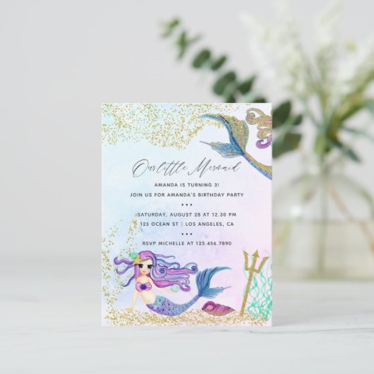 マーメイドをテーマにした誕生日パーティー ポストカード (スタンド正面)