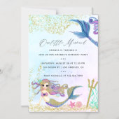 マーメイドをテーマにした誕生日パーティー マグネット招待状 (正面)