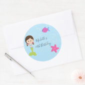 マーメイドをテーマにした誕生日パーティー ラウンドシール (封筒)