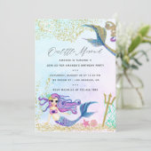 マーメイドをテーマにした誕生日パーティー 招待状 (スタンド正面)
