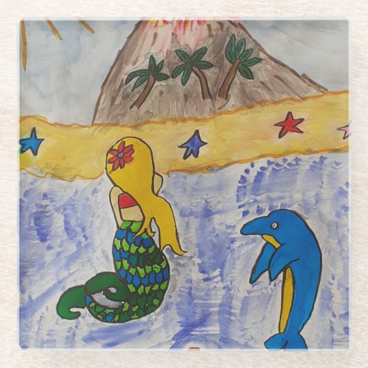 マーメイドアイランドガラスコースター ガラスコースター (正面)