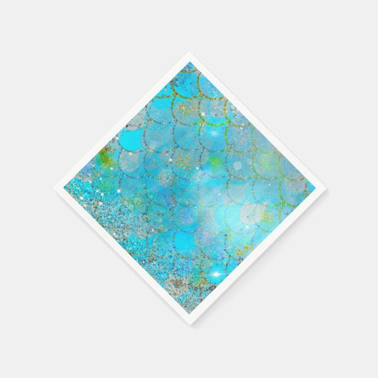 マーメイドアイリディジェンスパールきらめく誕生日パーティー スタンダードカクテルナプキン (角)