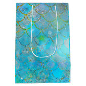 マーメイドアイリディジェンスパールきらめく誕生日パーティー ミディアムペーパーバッグ (裏面)