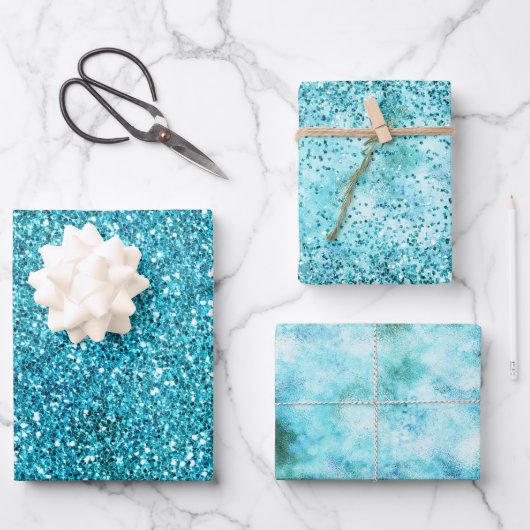 マーメイドアクアグリッツグリッター ラッピングペーパーシート (正面)