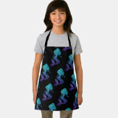 マーメイドアクアブルーグラデーションスパークルズパターンブラック エプロン (インサイチュ)