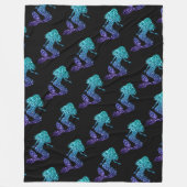 マーメイドアクアブルーグラデーションスパークルズパターンブラック フリースブランケット (正面)