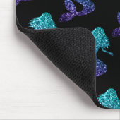 マーメイドアクアブルーグラデーションスパークルズパターンブラック マウスパッド (コーナー)