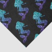 マーメイドアクアブルーグラデーションスパークルズパターンブラック 薄葉紙 (詳細)