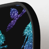 マーメイドアクアブルーグラデーションスパークルズパターンモノグラム ピックルボールラケット (左詳細)