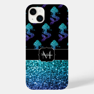 マーメイドアクアブルーグラデーションスパークルズパターンモノグラム Case-Mate iPhone 14 PLUSケース