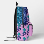マーメイドアクアブルースパークルズ名前をカスタムするラベンダー プリントバックパック (左)