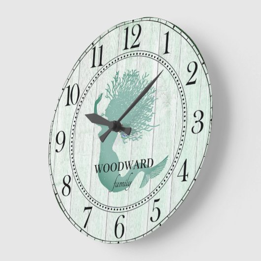 マーメイドアクアブルービーチウッドレイクハウス ラージ壁時計 (傾斜)