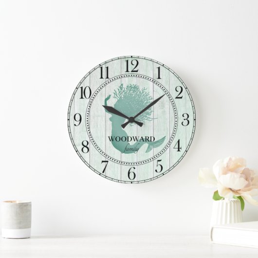 マーメイドアクアブルービーチウッドレイクハウス ラージ壁時計 (ホーム)