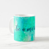 マーメイドアクアブルーモザイクパターンになる コーヒーマグカップ (正面左)