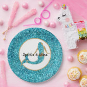 マーメイドアクア金ゴールドグリッツグリッター ペーパープレート (パーティー)