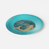 マーメイドアクア金ゴールドシルバースパークルグリッター ペーパープレート (アングル)