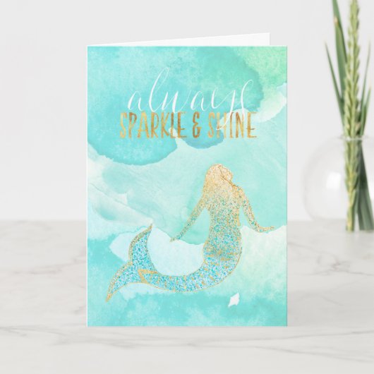 マーメイドアクア金ゴールドスパークル カード (正面)