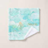 マーメイドアクア金ゴールドスパークル バスタオルセット (ウォッシュタオル)