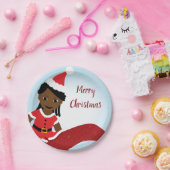 マーメイドアフリカンアメリカサンタ服 ペーパープレート (パーティー)