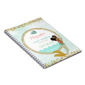 マーメイドアフリカンアメリカンガールピーチミント金ゴールド ノートブック (右側)