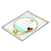 マーメイドアフリカンアメリカンガールピーチミント金ゴールド ノートブック (左側)