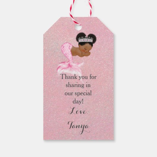 マーメイドアフリカ系アメリカ人ベビーピンクシェル真珠 ギフトタグ (裏面)