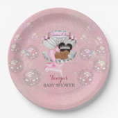マーメイドアフリカ系アメリカ人ベビーピンクシェル真珠 ペーパープレート (正面)