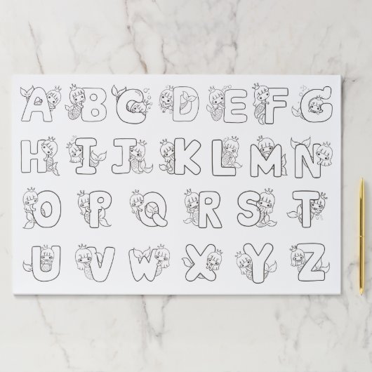 マーメイドアルファベットカラーリング活動 ペーパーパッド (インサイチュ)