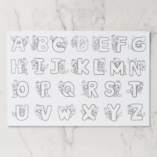 マーメイドアルファベットカラーリング活動 ペーパーパッド (正面)