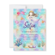 マーメイドアンダーザシーウォーター誕生日招待状