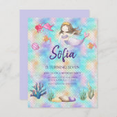 マーメイドアンダーザシーウォーター誕生日招待状 (正面/裏面)
