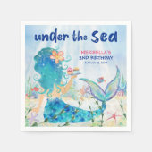 マーメイドアンダーザシーガールズビーチ誕生日 スタンダードカクテルナプキン (正面)