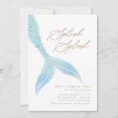 マーメイドアンダーザシーガールズブルーかわいらし誕生日 招待状 (正面)