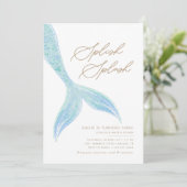 マーメイドアンダーザシーガールズブルーかわいらし誕生日 招待状 (スタンド正面)