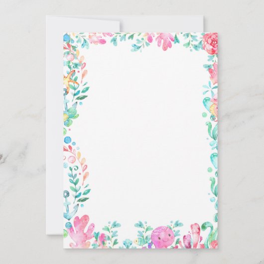 マーメイドアンダーザシーガール海サマー誕生日 招待状 (裏面)