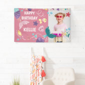 マーメイドアンダーザシーガール誕生日写真背景 横断幕 (インサイチュ)