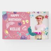 マーメイドアンダーザシーガール誕生日写真背景 横断幕 (横)