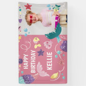 マーメイドアンダーザシーガール誕生日写真背景 横断幕 (縦)