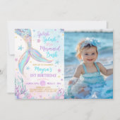 マーメイドアンダーザシーガール誕生日写真 招待状 (正面)