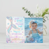 マーメイドアンダーザシーガール誕生日写真 招待状 (スタンド正面)