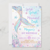 マーメイドアンダーザシーガール誕生日 招待状 (正面)