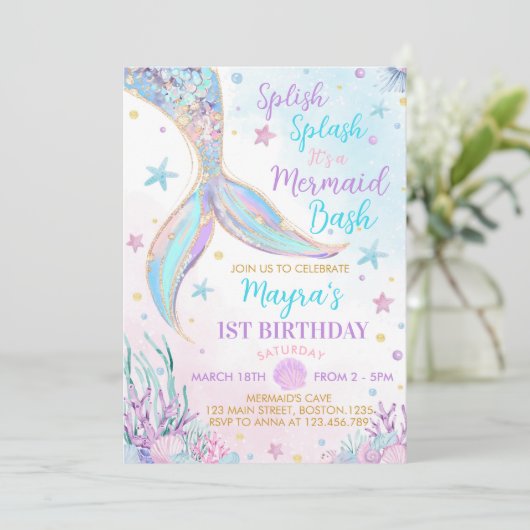 マーメイドアンダーザシーガール誕生日 招待状 (スタンド正面)