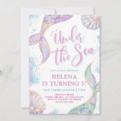 マーメイドアンダーザシーサードバースデーガール招待状 招待状 (正面)