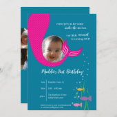 マーメイドアンダーザシーセントバースデーパーティー招待状 招待状 (正面/裏面)