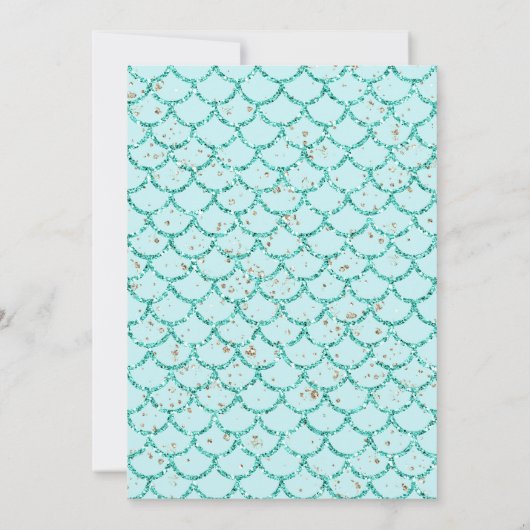 マーメイドアンダーザシーターコイズグリッター誕生日 招待状 (裏面)