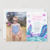 マーメイドアンダーザシーフォト誕生日 招待状 (正面)