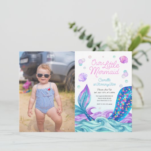マーメイドアンダーザシーフォト誕生日 招待状 (スタンド正面)