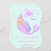 マーメイドアンダーザシーブルー誕生日パーティー 招待状 (正面/裏面)